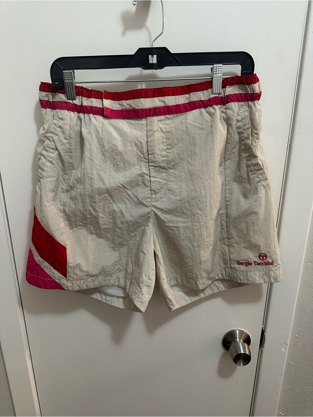 Sergio Tacchini Cream Shorts with Red Trim